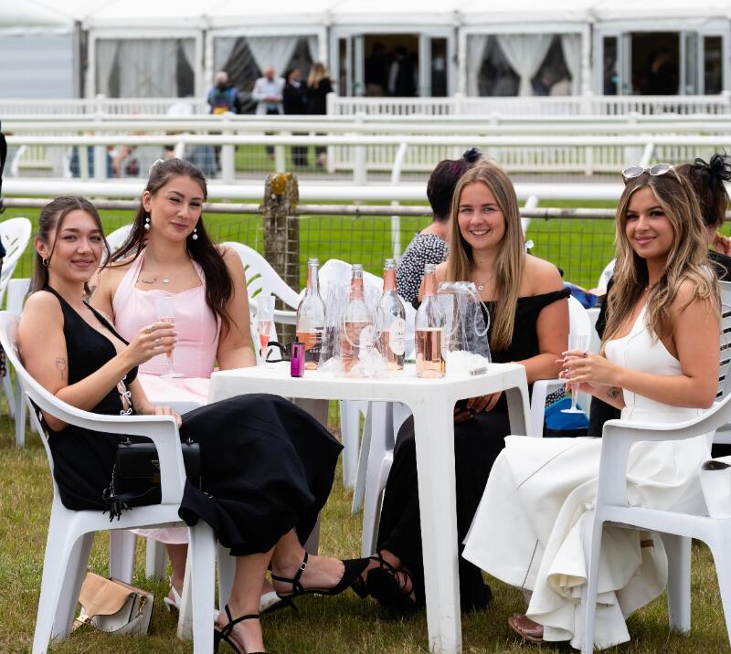 A young group of racegoers at Worcester